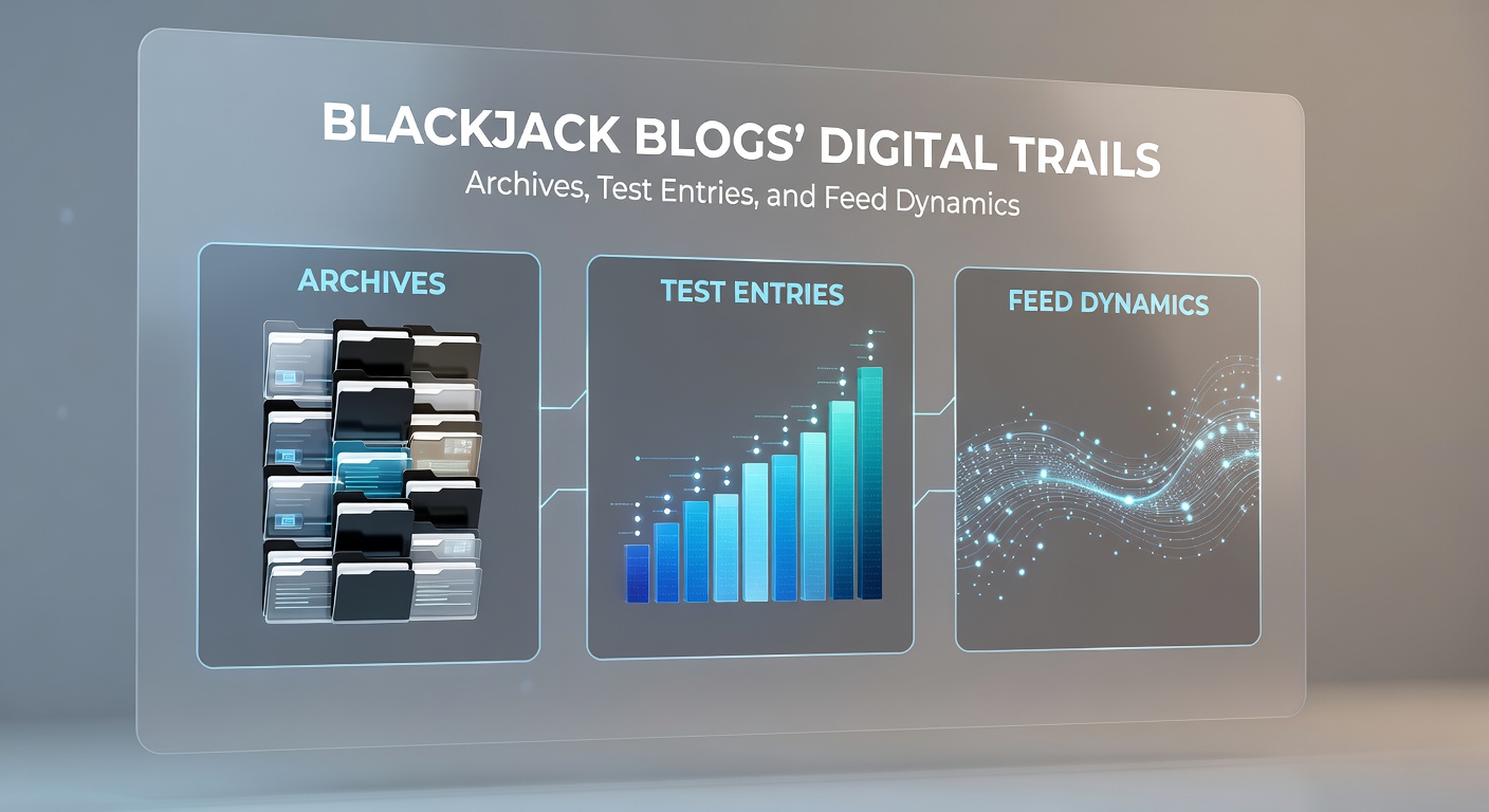 Digital archive interface showing layered timelines of blackjack blog posts from early drafts to published entries