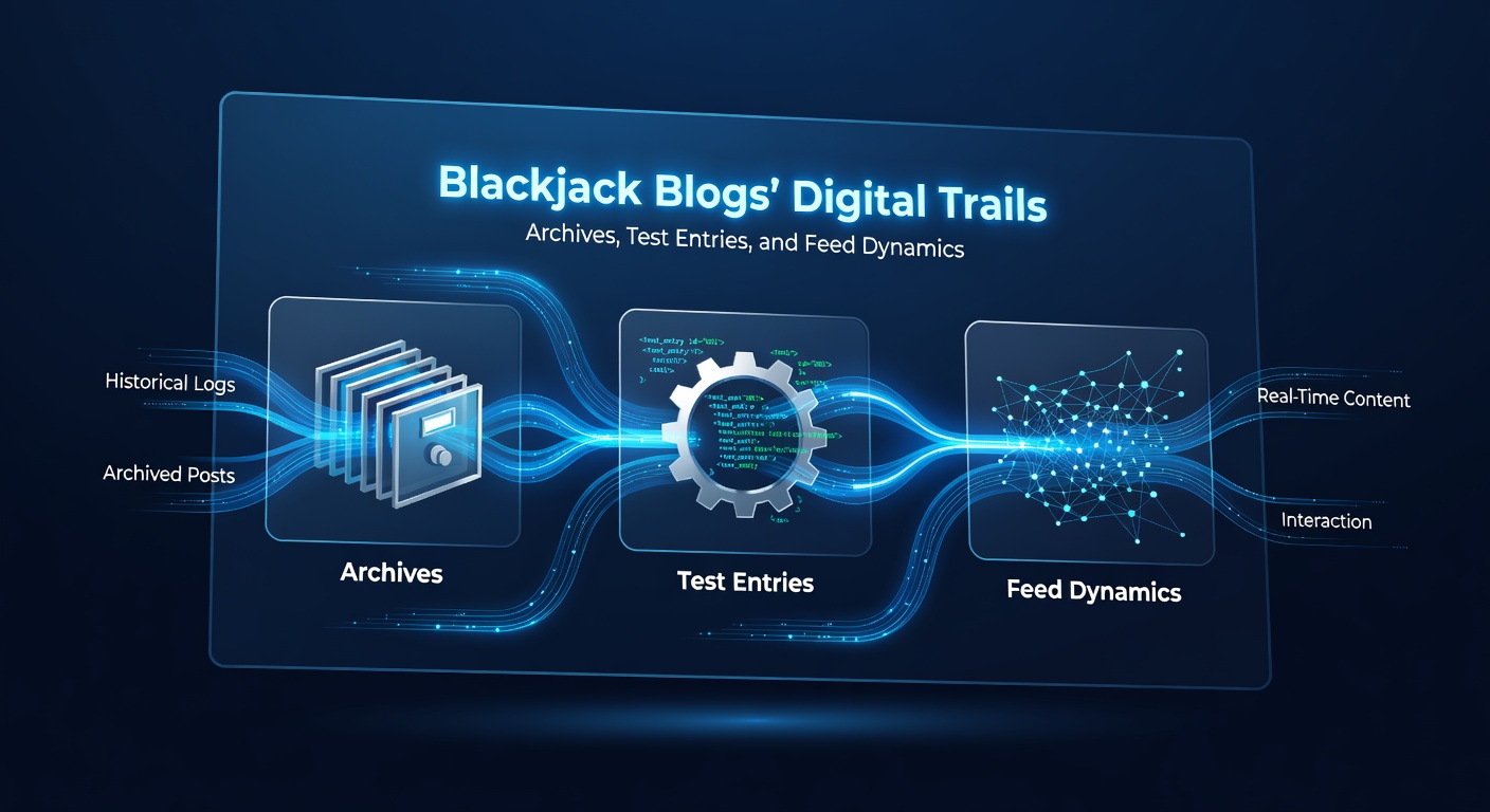 Dynamic RSS feed visualization with flowing data streams connecting blackjack blog archives to subscriber updates