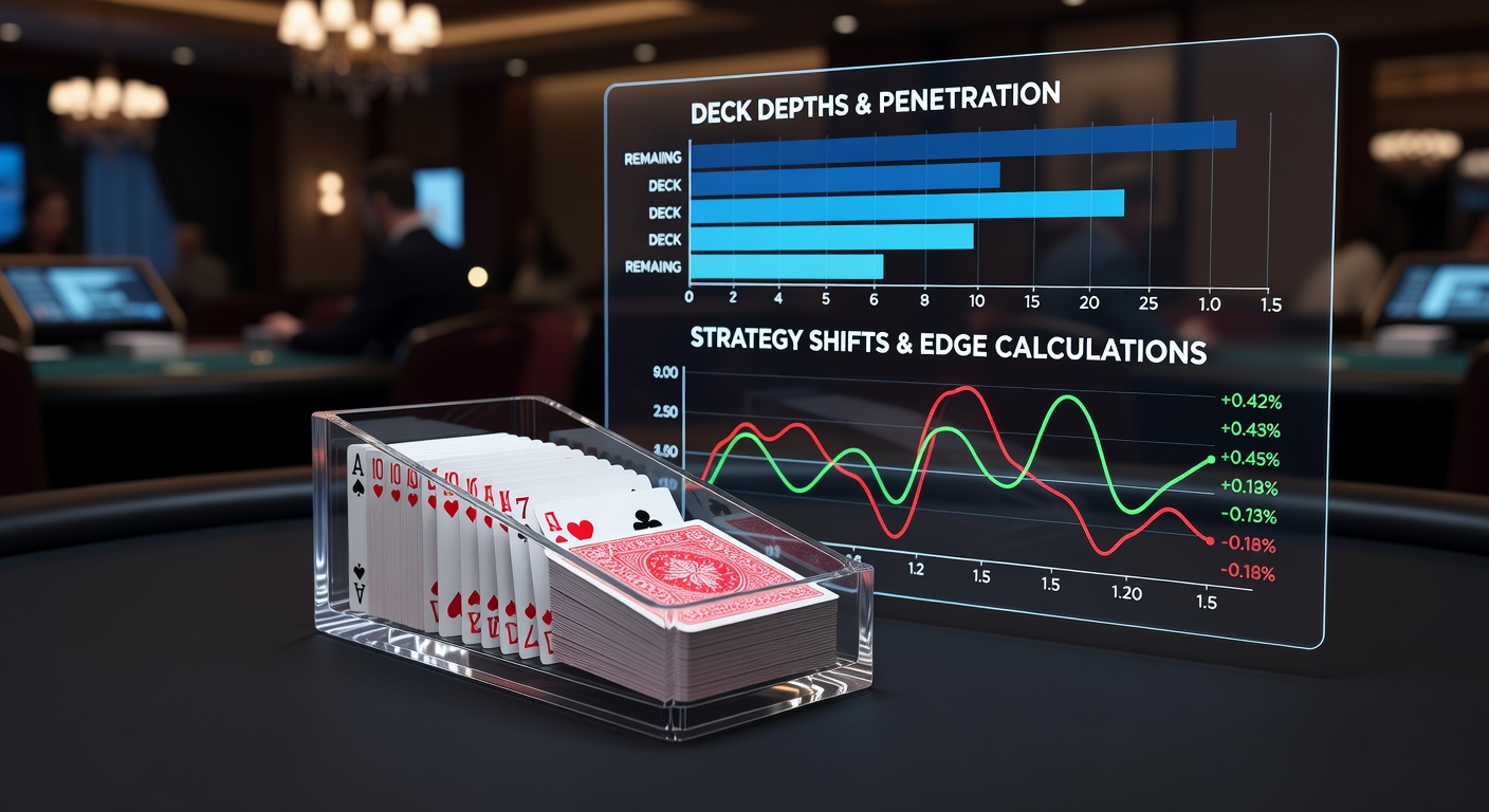 Graph depicting house edge fluctuations based on shoe penetration percentages in blackjack