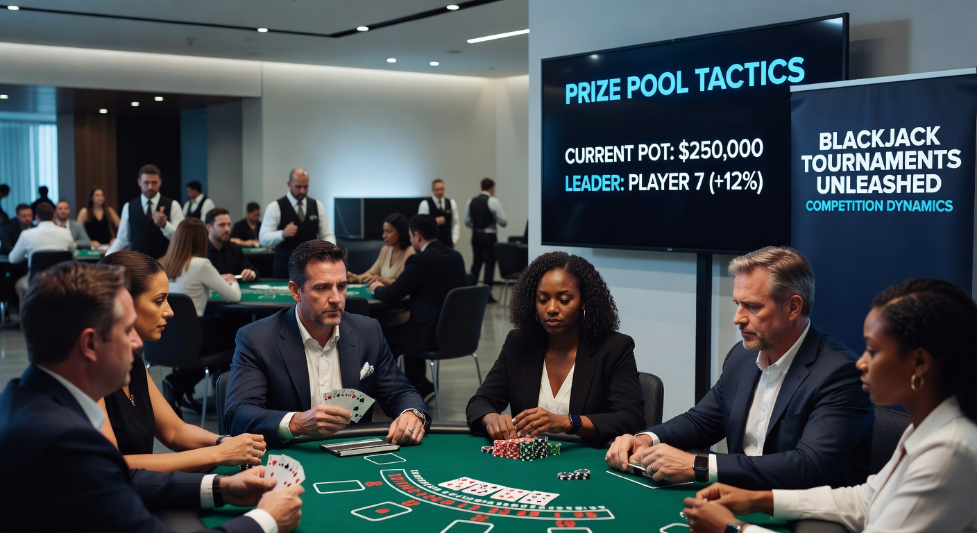 Vibrant display of a blackjack tournament prize pool board showing escalating payouts for top finishers