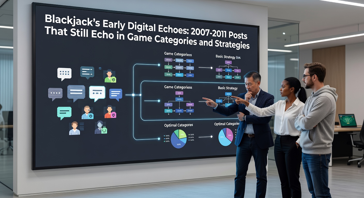 Collage of 2010 blog posts showing strategy charts and game category breakdowns from early online blackjack communities