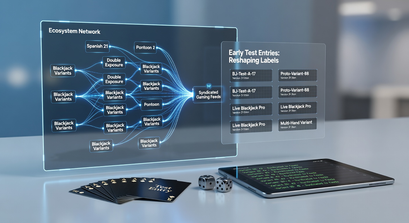 Early test entries in gaming feeds showing category tag structures for blackjack variants