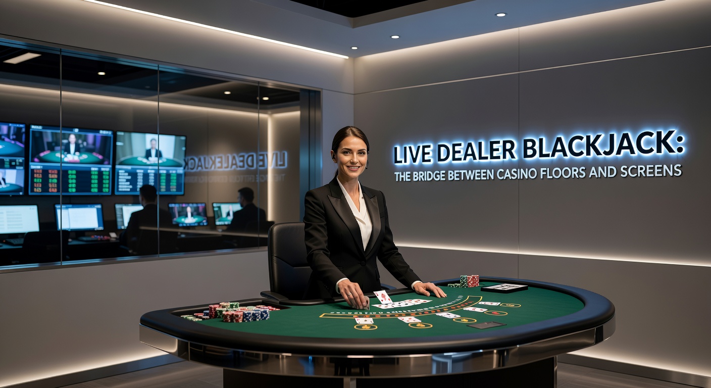 A live dealer at a blackjack table streams the game to online players, cards fanned out under bright casino lights