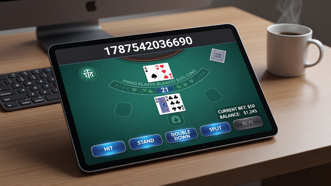 Mobile device displaying an online blackjack table during live play