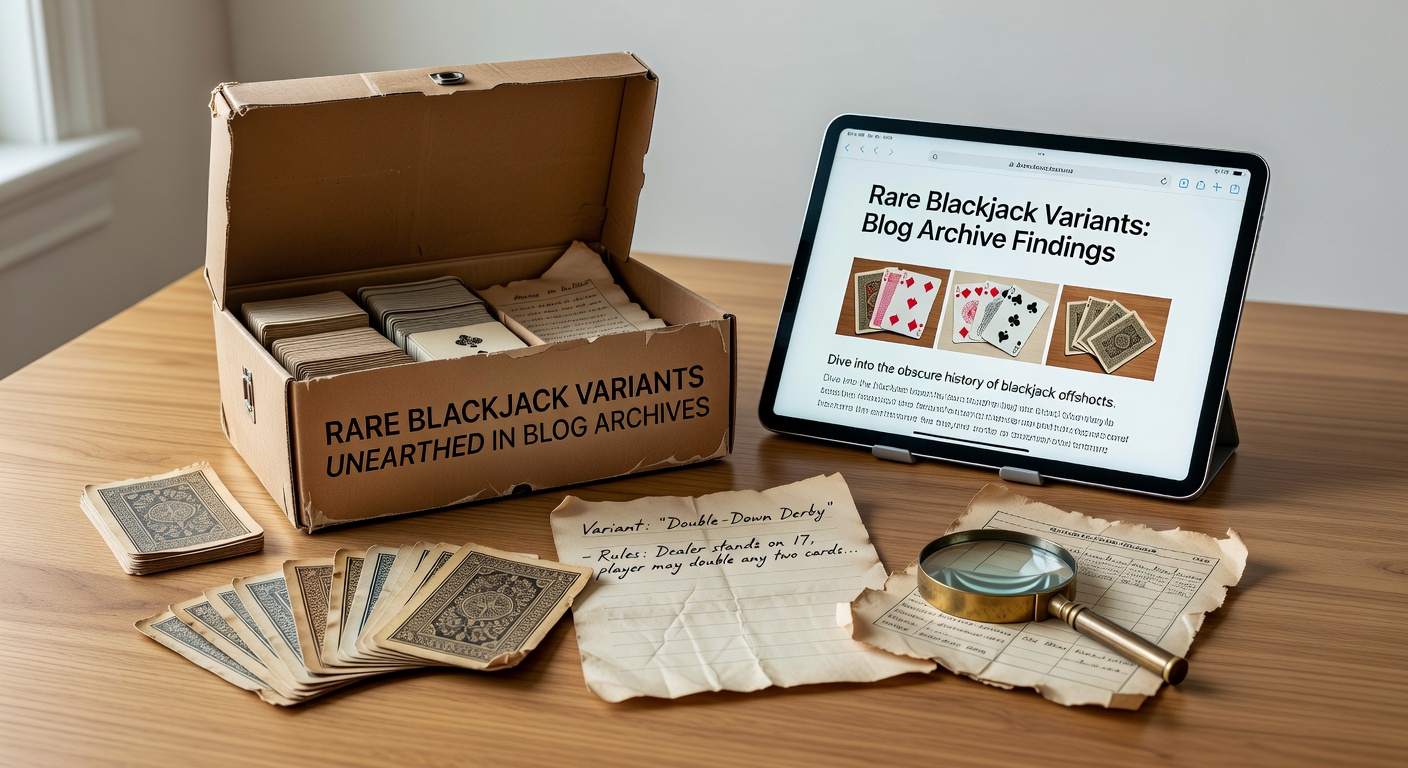 Vintage computer screen displaying faded blog posts from early 2000s archives, highlighting obscure blackjack variant discussions