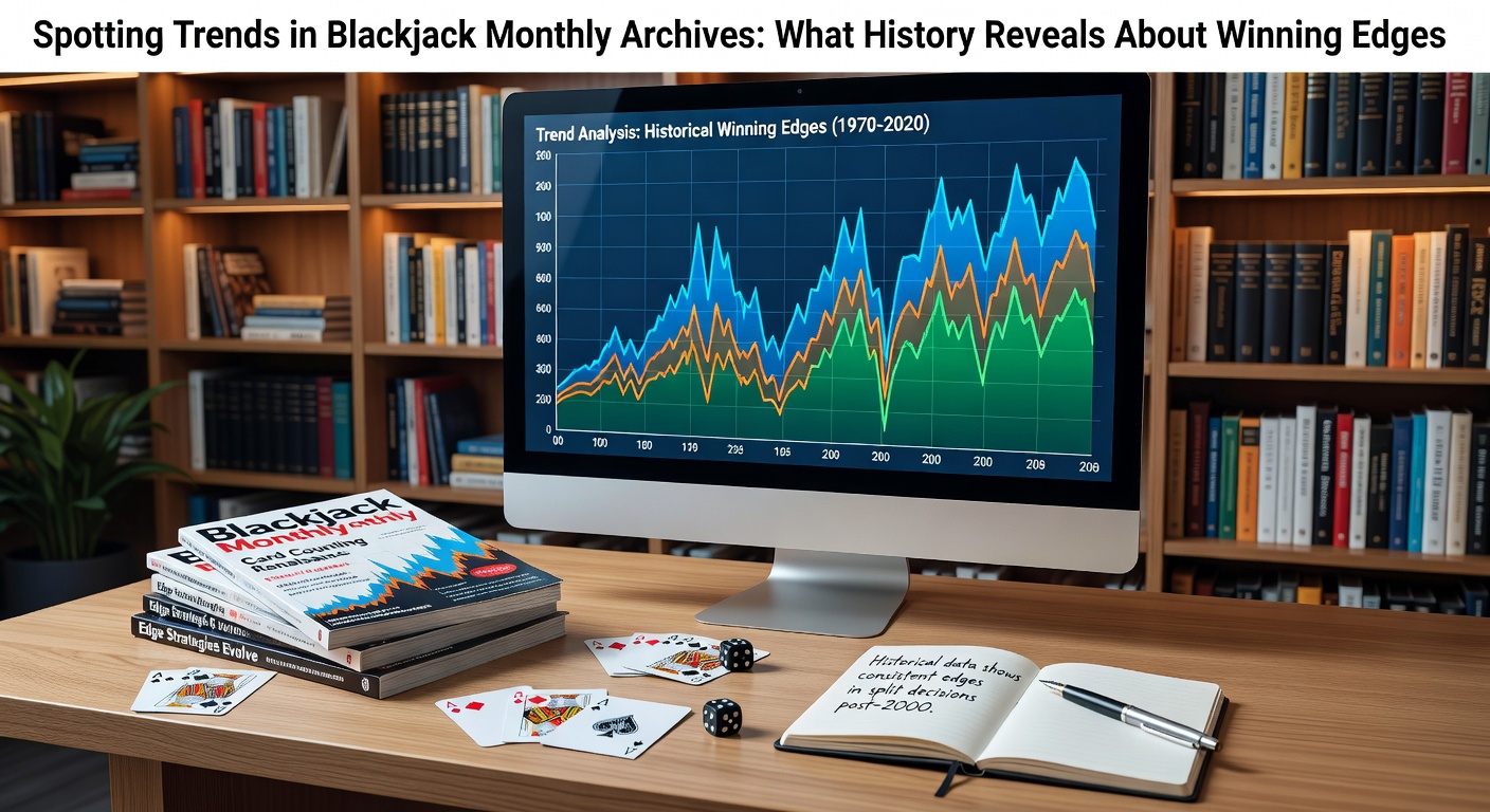 Graph showing blackjack win rate fluctuations over monthly archives from 2015 to 2026