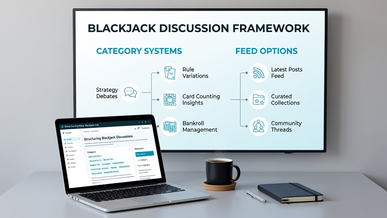 Screenshot of a well-organized blackjack blog dashboard displaying category hierarchy and feed settings