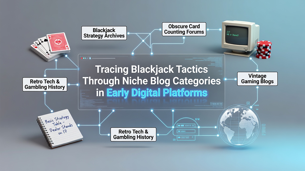 Early digital blog interface showing categorized blackjack tactic discussions from the late 1990s